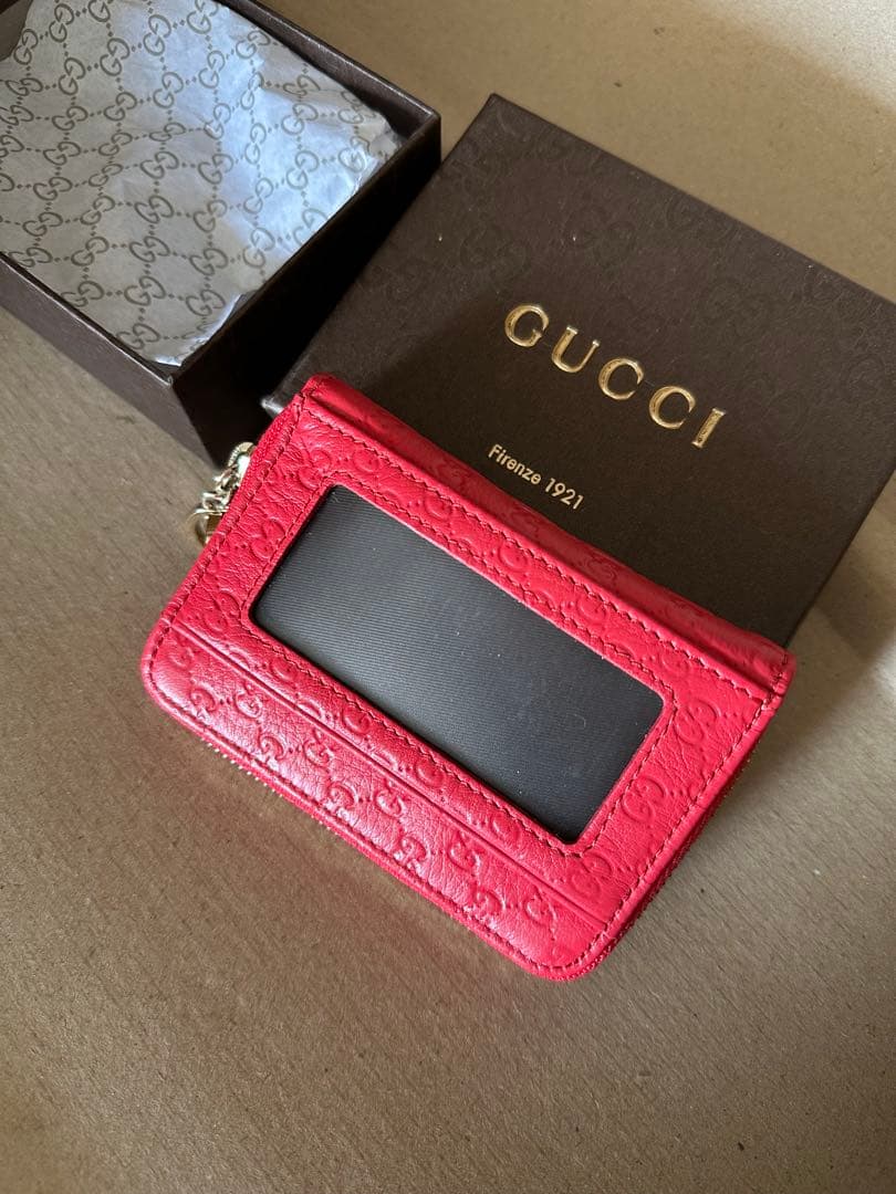 M*★様 GUCCI グッチ マイクログッチシマ ケース レッド 箱付