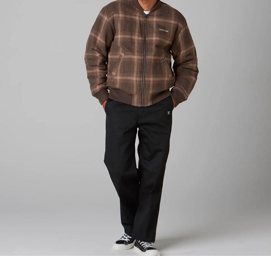 ブルコ　OMBRE CHECK BOMBER JACKET ブラウン　L