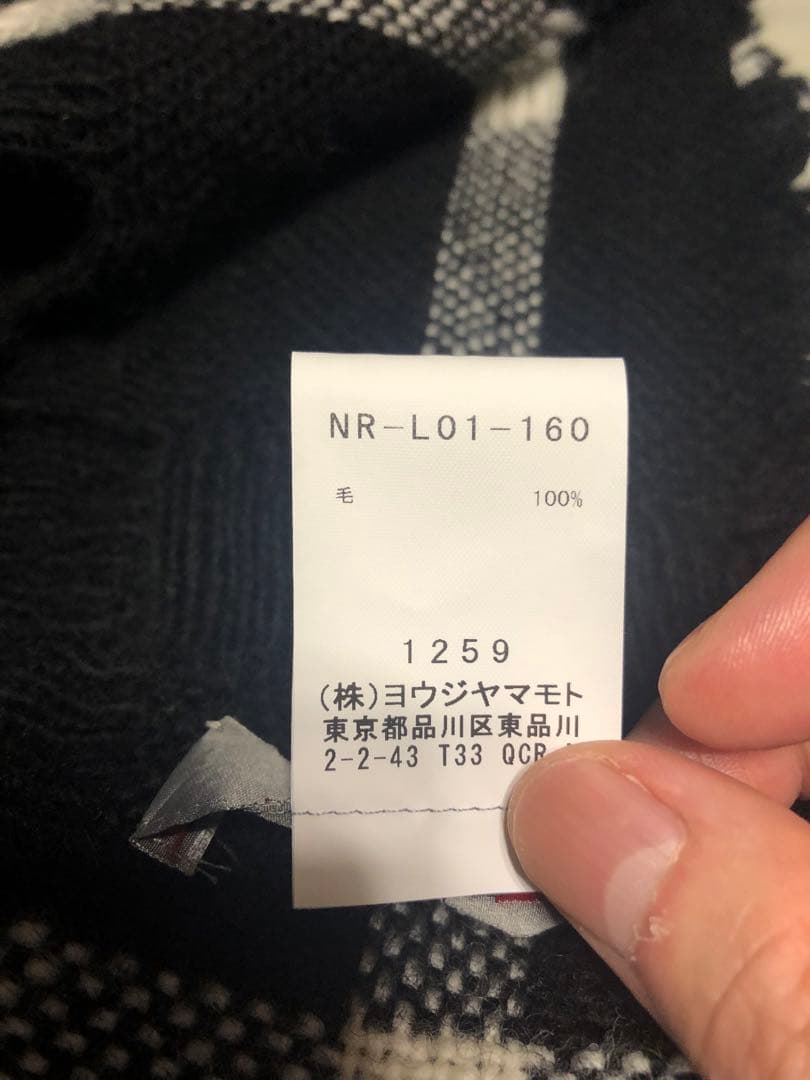 ヨウジヤマモト　ウール　チェック柄ストール　美品　yohji