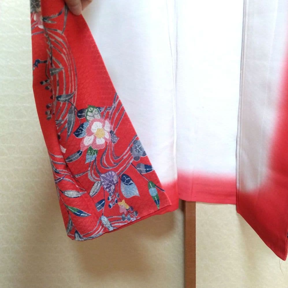 最終お値下げ！ 正絹 振袖 身丈151.5cm 十三詣り 琉球 紅型風 赤