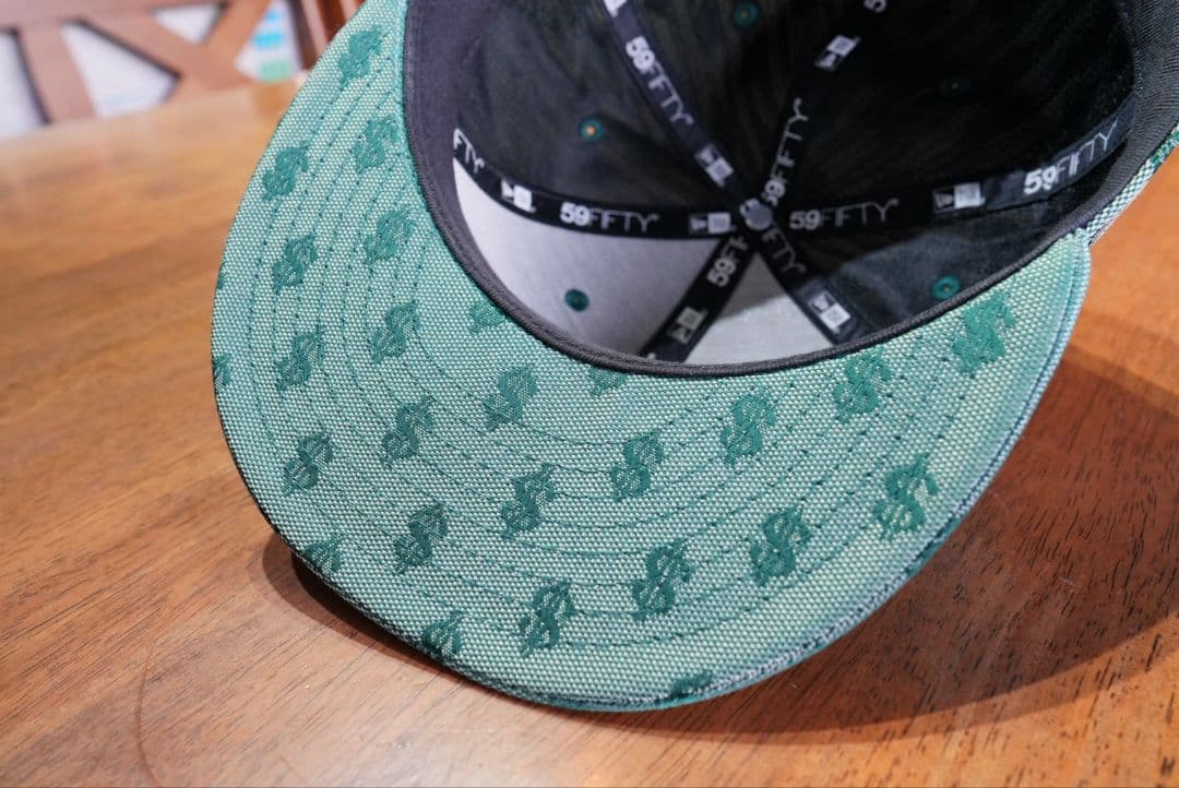 シュプリーム モノグラムボックスロゴ NEW ERA 57.7cm グリーン系