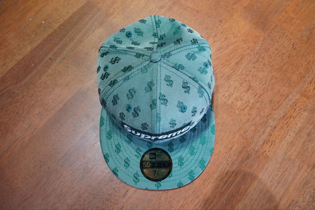 シュプリーム モノグラムボックスロゴ NEW ERA 57.7cm グリーン系