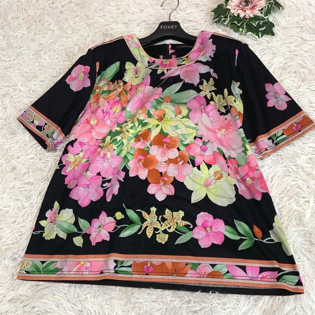 専用♡LEONARD【大きいサイズ：LL/トリム/花柄◆カットソー/Tシャツ】