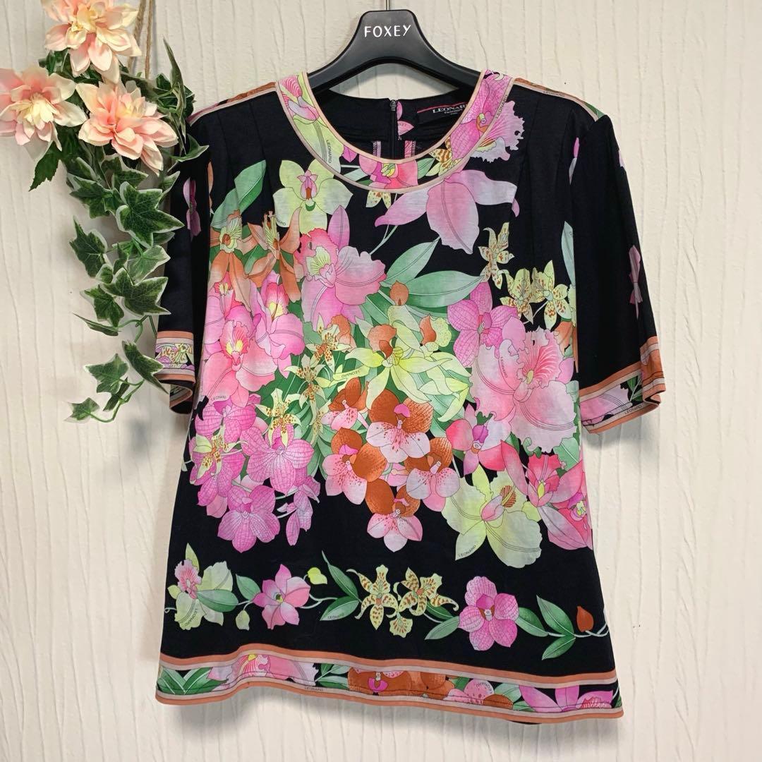 専用♡LEONARD【大きいサイズ：LL/トリム/花柄◆カットソー/Tシャツ】