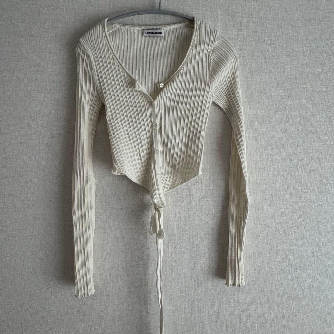 LOW CLASSIC ニットラップカーディガン アイボリー