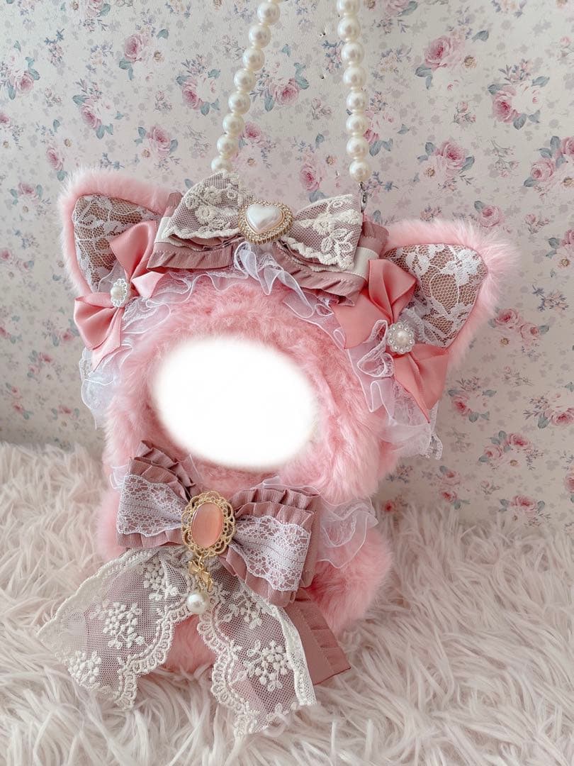 １６cm立ちぬい服♡韓国風ロリータゆめかわ姫系♡猫の着ぐるみ♡ピンク