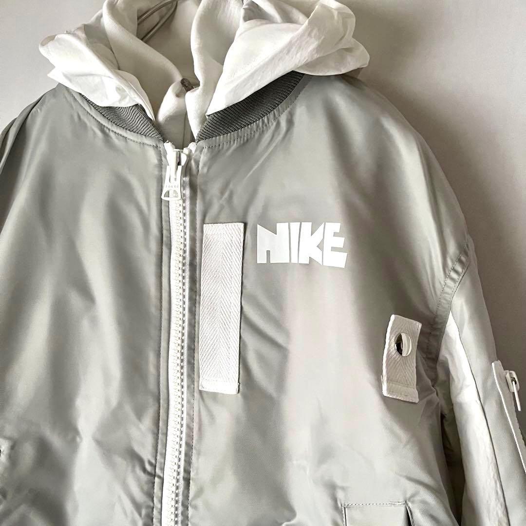 NIKE sacaiレイヤード ボンバー ジャケット S グレー