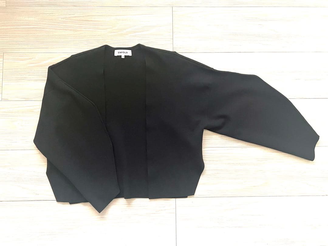 ENFOLD DOUBLEFACE CARDIGAN ビスコース　黒　サイズ38