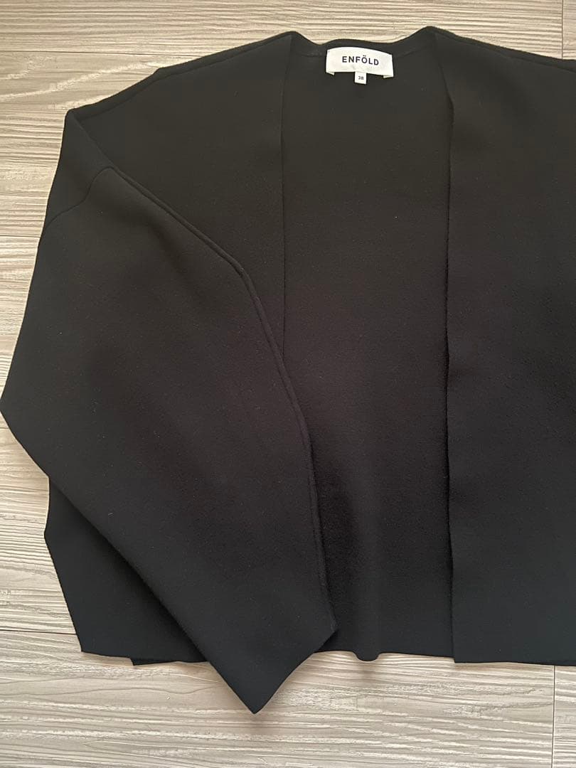 ENFOLD DOUBLEFACE CARDIGAN ビスコース　黒　サイズ38