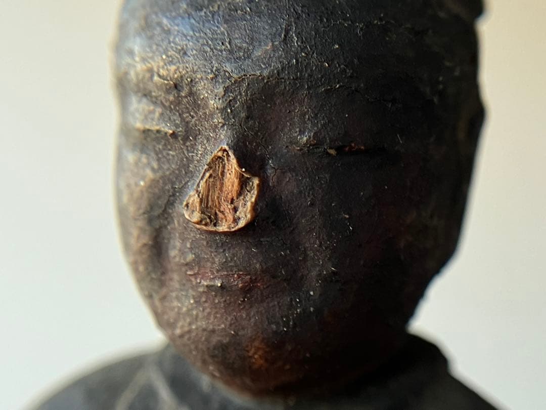 【眼光古格なる 木彫天神像 約8㎝ 江戸後期頃 陰陽道 民間信仰】郷土玩具仏像