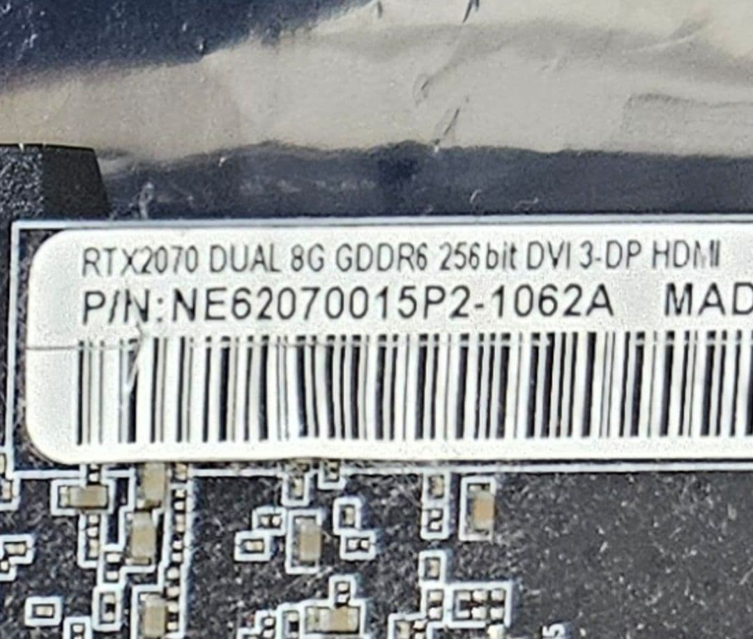 Palit GeForce RTX 2070 Dual 8GB 動作品 グラボ