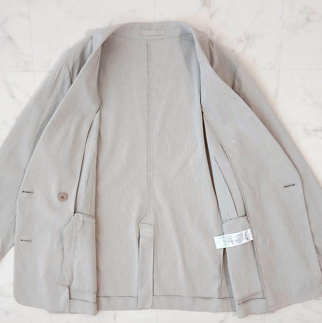 美品 23区 大きいサイズ 50 リネンレーヨン ストレッチダブルジャケット