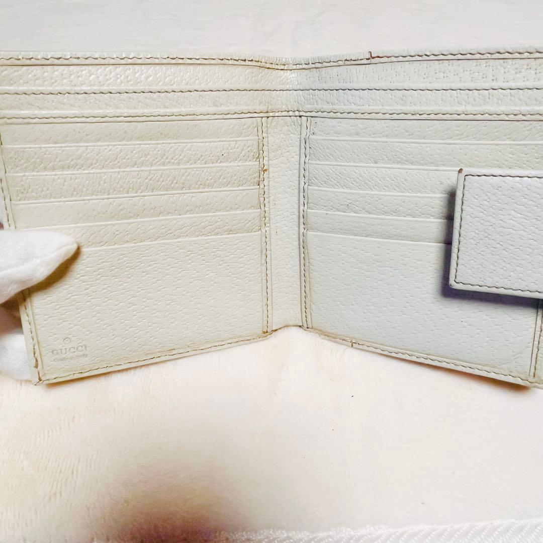 GUCCI 二つ折り財布 シェリーライン GGキャンバス レザー Wホック