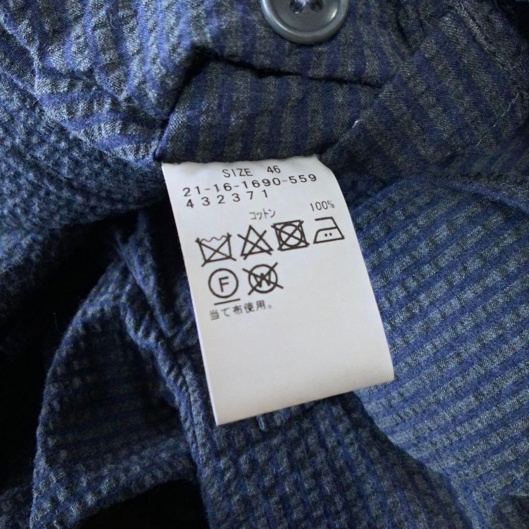 BEAMS F ビームスF シアサッカージャケット 46 ネイビー コットン