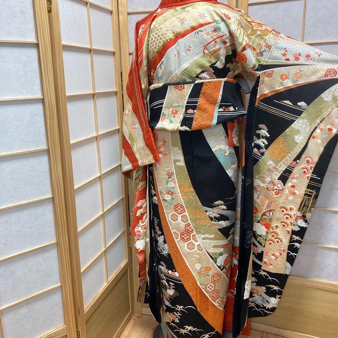 ［9171］振袖 4点セット 駒刺繍 成人式 卒業式 正絹 着物 袷 赤 晴れ着