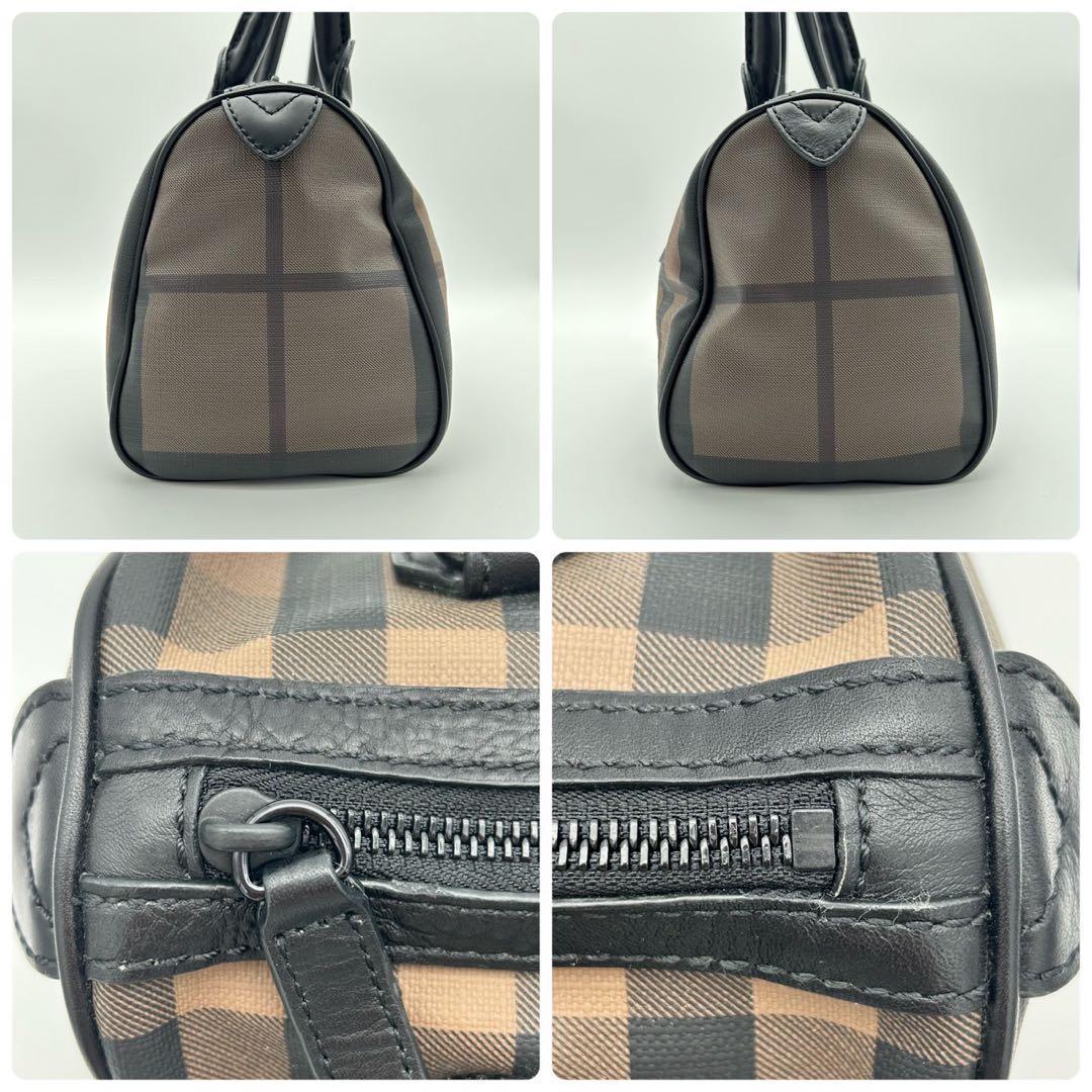 BURBERRY バーバリー ミニボストンバッグ チェック ブラウン 保存袋付き