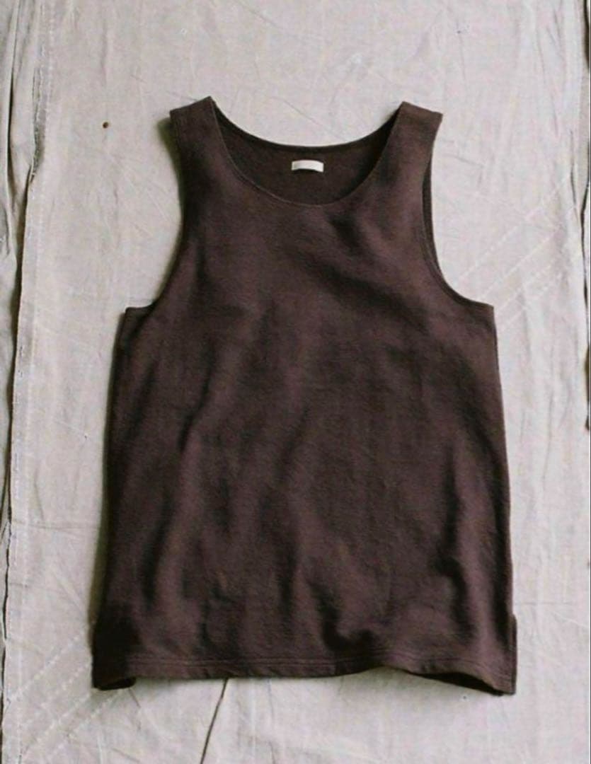 トップス LINEN SLUB TANK TOP teak brown