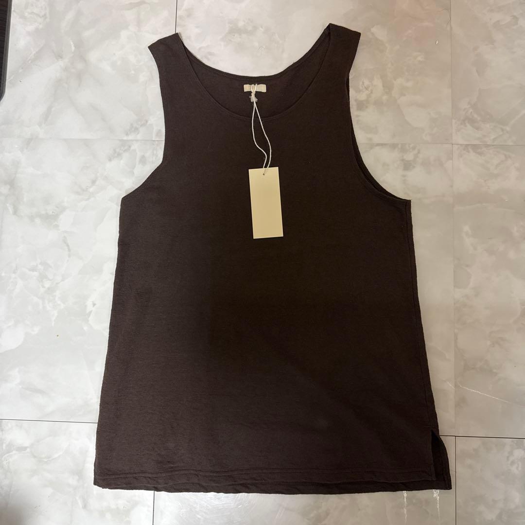 トップス LINEN SLUB TANK TOP teak brown
