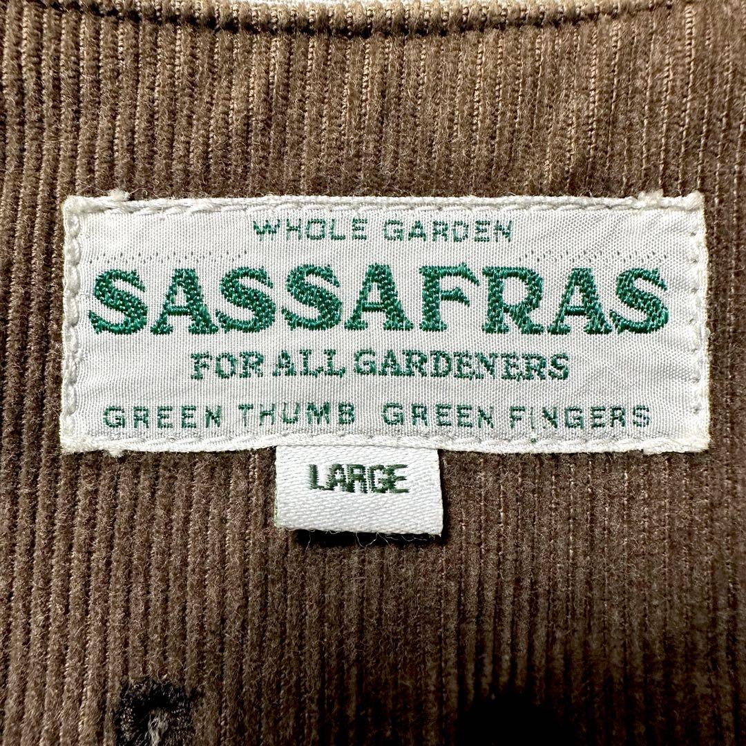SASSAFRAS コーデュロイ ベスト L ブラウン ガーデナー ベスト