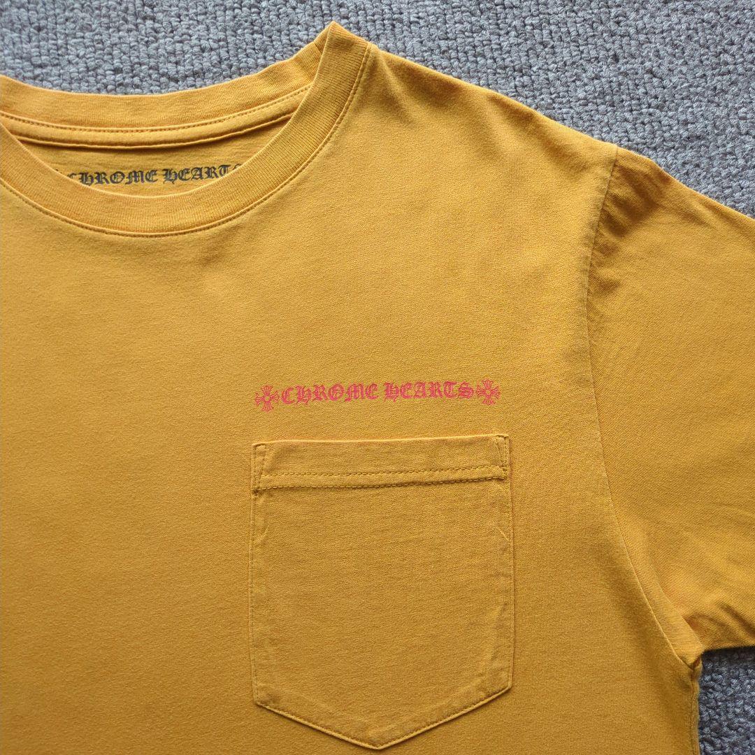 希少カラークロムハーツポケットTシャツSマスタードイエローバックプリントUSA製