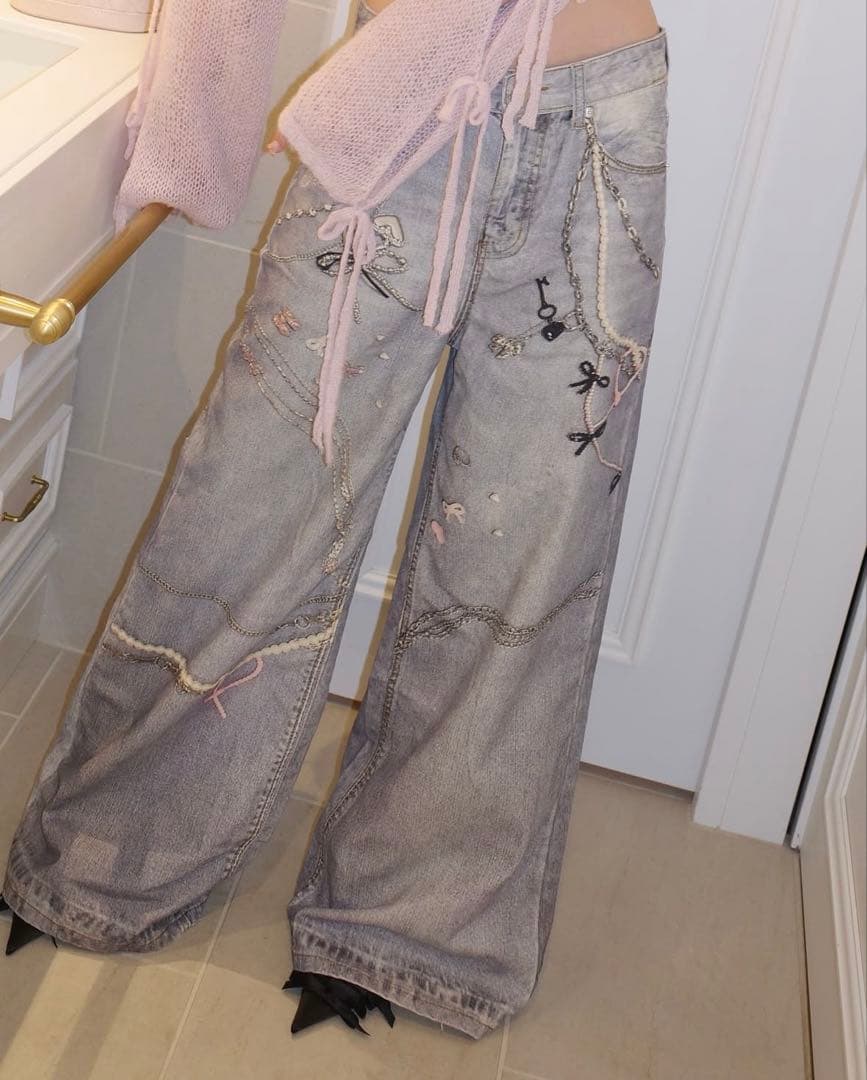 パンツ ROUGE by pomme d'a mour toy print denim