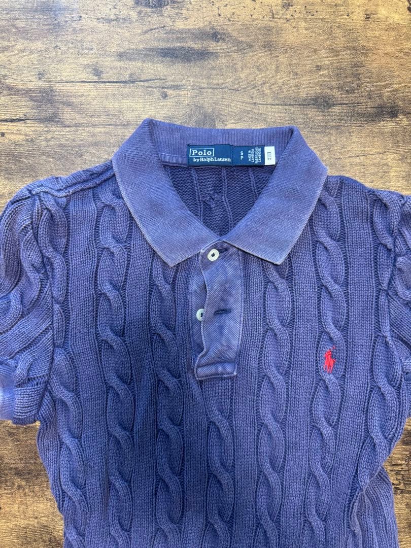Polo Ralph Lauren ケーブル編みポロシャツ 半袖 紫