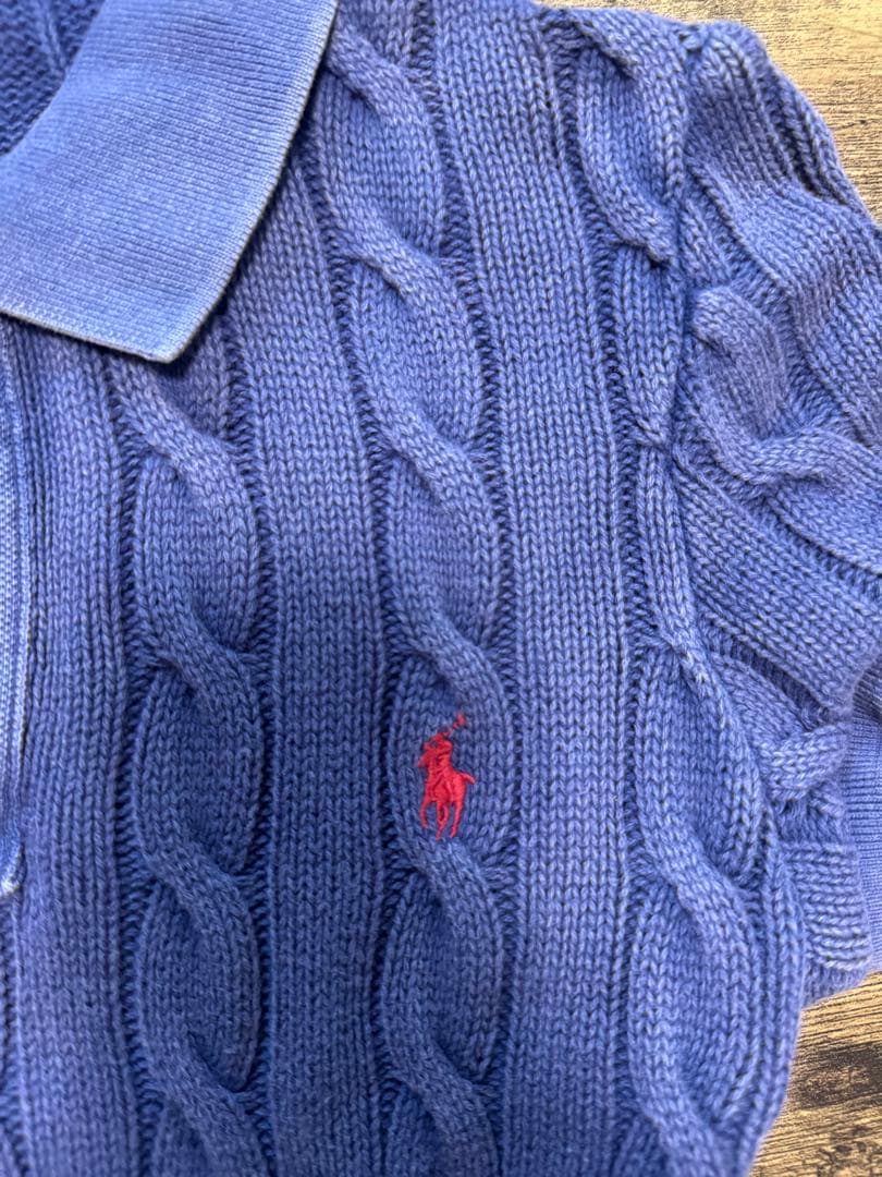 Polo Ralph Lauren ケーブル編みポロシャツ 半袖 紫