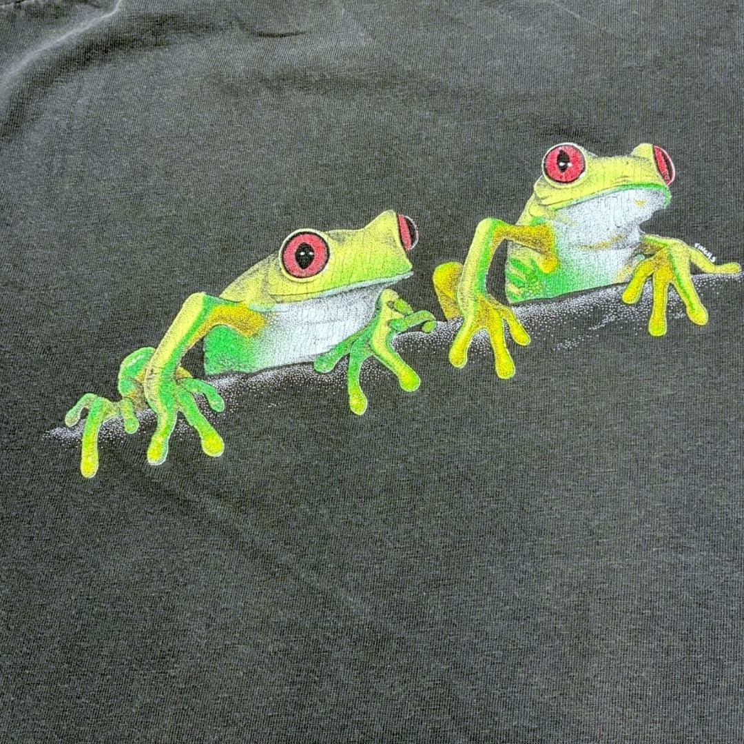 80s USA製 カエル ヴィンテージ Tシャツ アニマル 蛙 ヘインズ L 黒