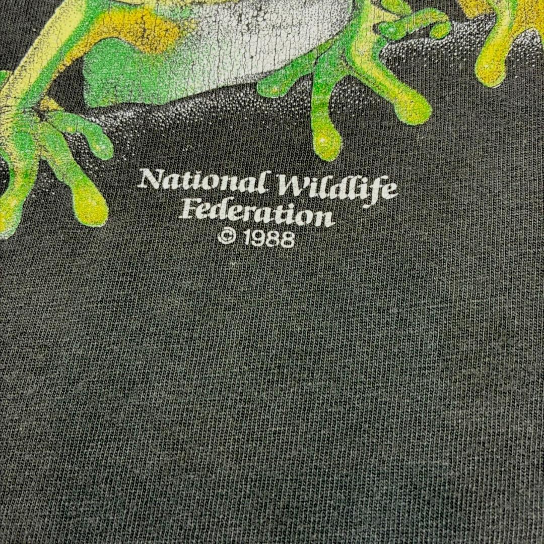 80s USA製 カエル ヴィンテージ Tシャツ アニマル 蛙 ヘインズ L 黒