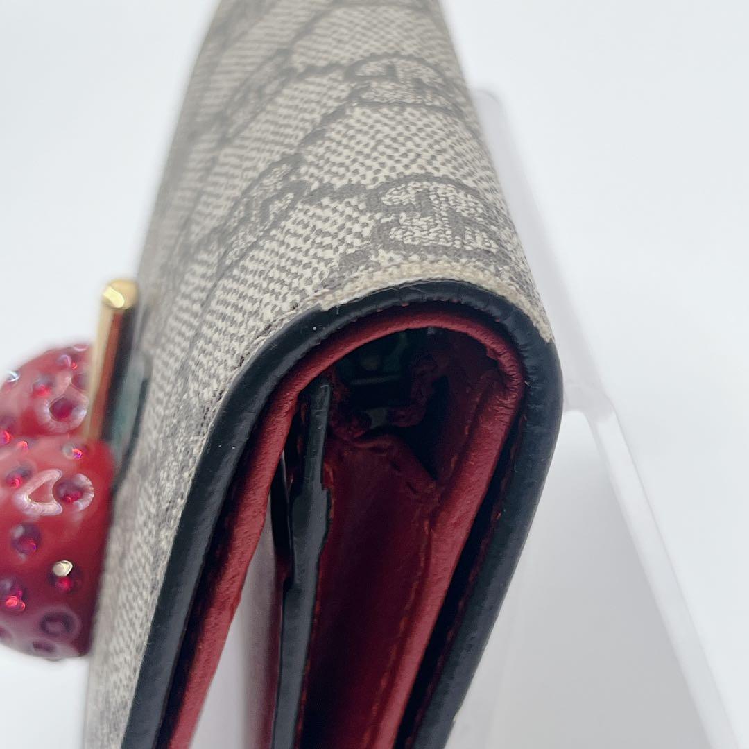 【美品】GUCCI グッチ チェリー 二つ折り財布 GGスプリーム チェリー