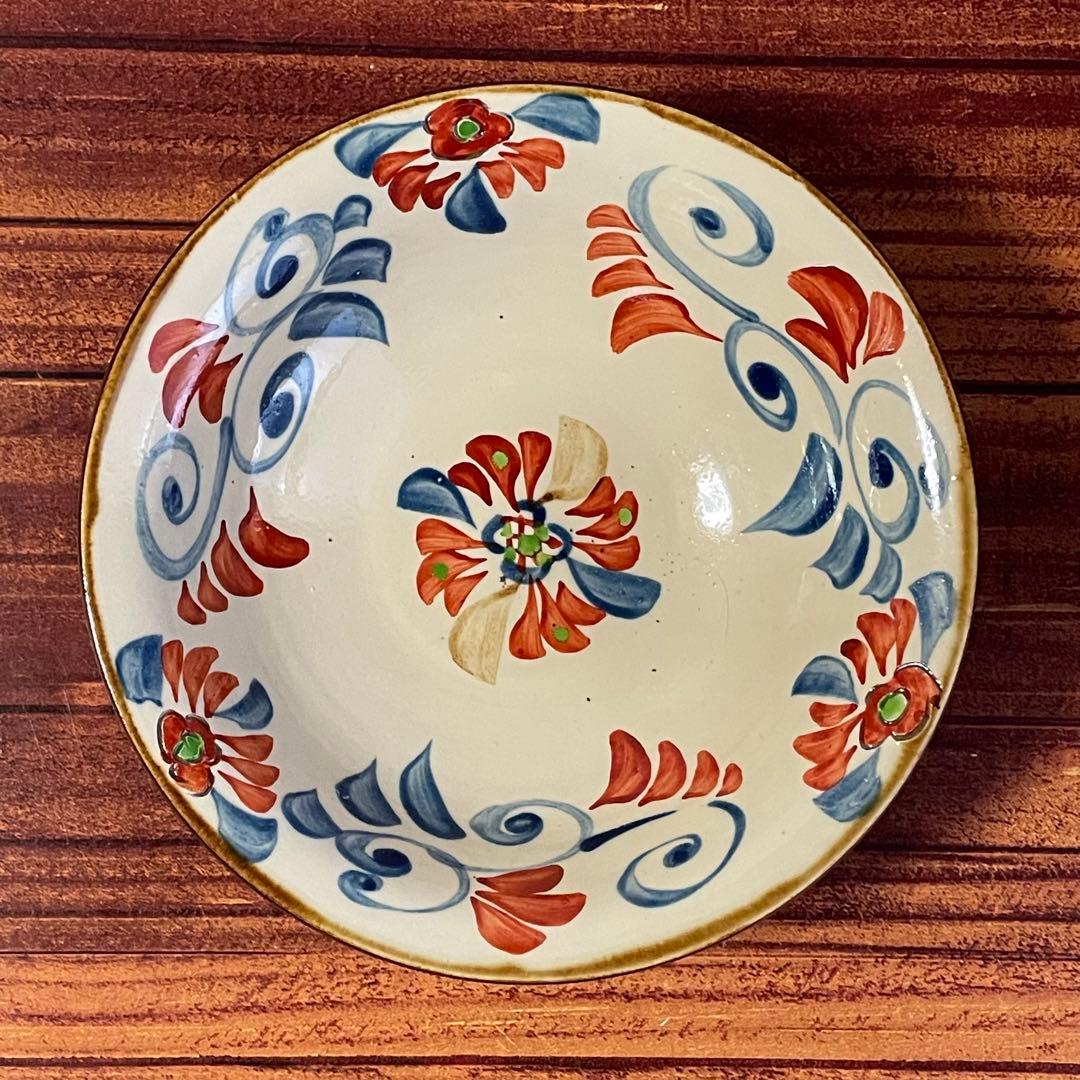 壺屋焼　赤絵皿　22cm 國場一