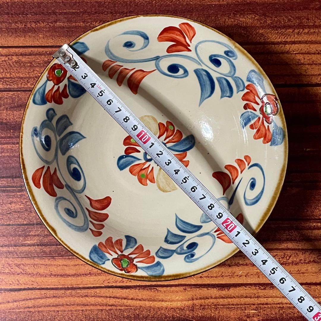 壺屋焼　赤絵皿　22cm 國場一