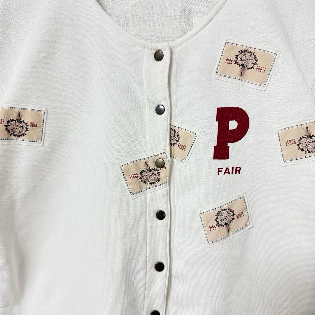 ピンクハウス PINK HOUSE スウェット スナップカーディガン ワッペンL