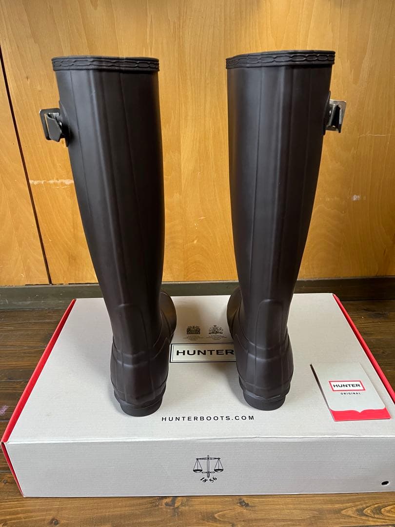 未使用　HUNTER 長靴 ダークブラウン us6