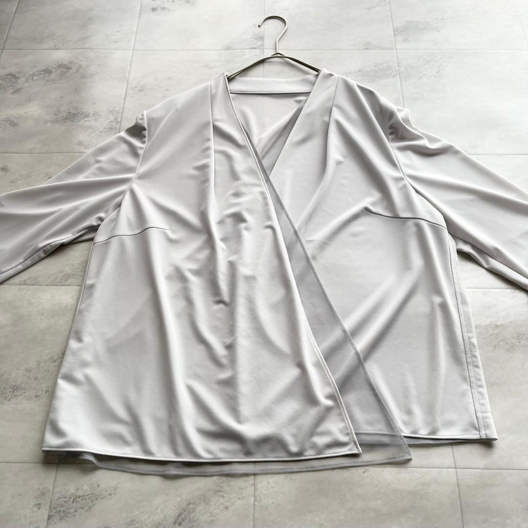 【美品】Leilian Vネックカーディガン チュール ボタンレス 羽織 XL