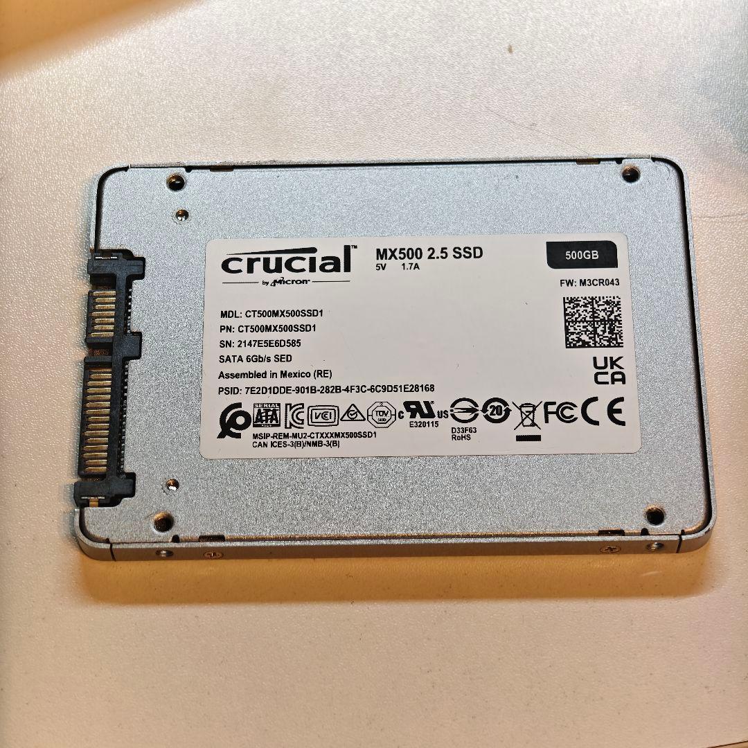2698時間crucial MX500 500GB SATASSD 2.5インチ