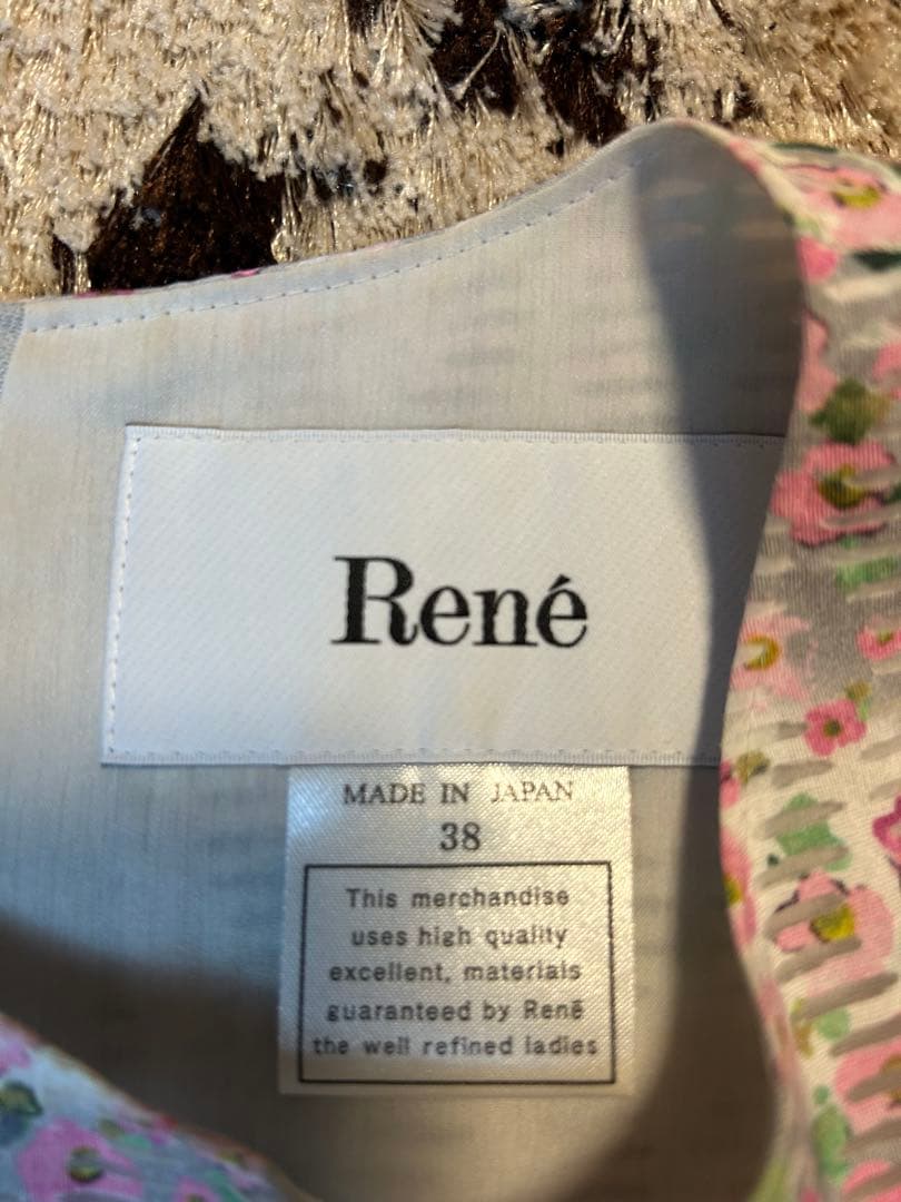 René 花柄 ノースリーブ ひざ丈ワンピース 38