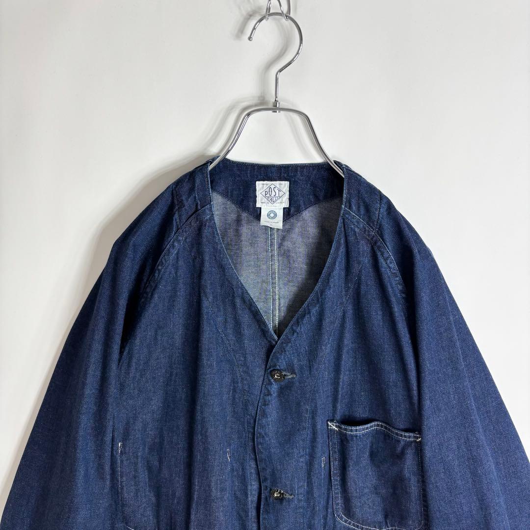 【美品】25SS POST O'ALLS ノーカラー デニムカバーオール L