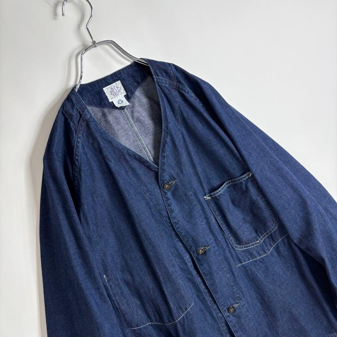 【美品】25SS POST O'ALLS ノーカラー デニムカバーオール L