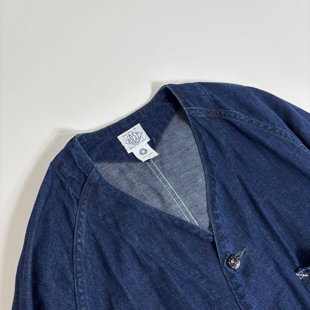 【美品】25SS POST O'ALLS ノーカラー デニムカバーオール L