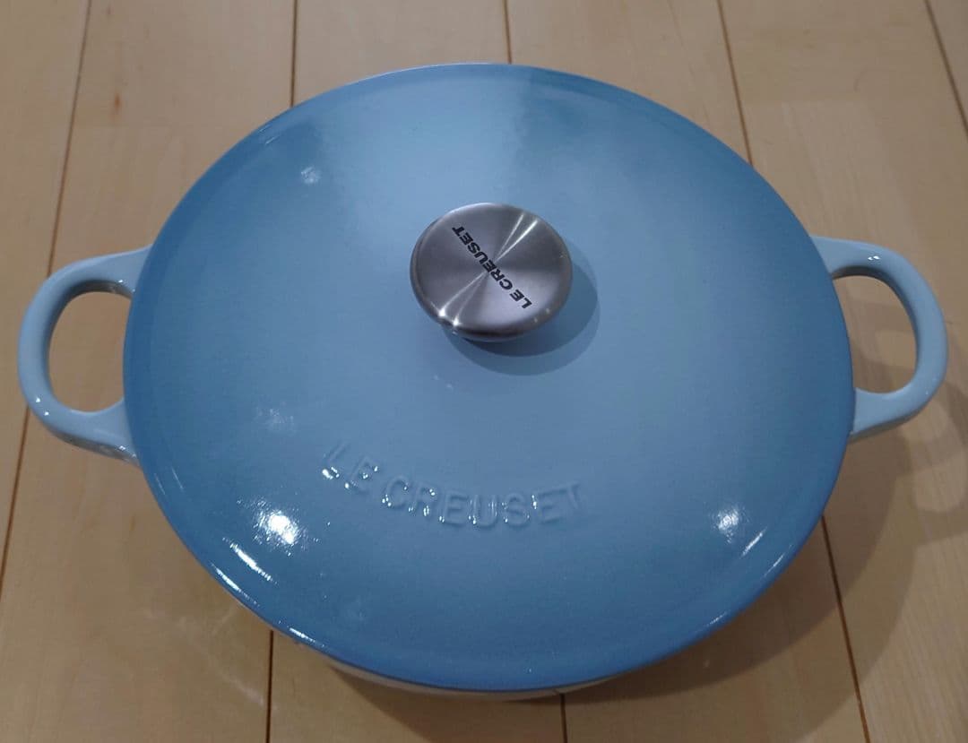 ルクルーゼ マルミット 22cm コースタルブルー ブラックマットホーロー