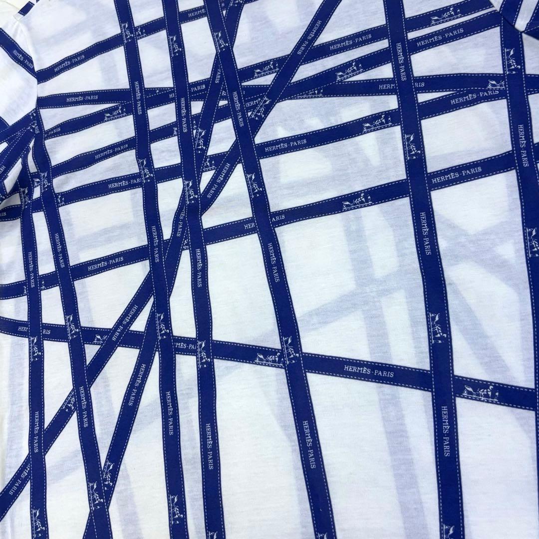 エルメス HERMES PARIS リボン総柄Tシャツ S