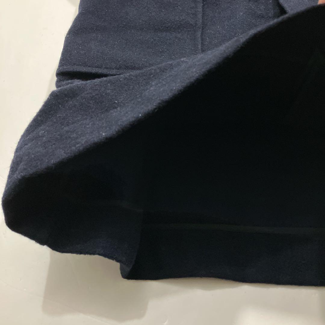 【逸品】MHL ウール　ダッフルロングコート　ネイビー　メルトン　トグル