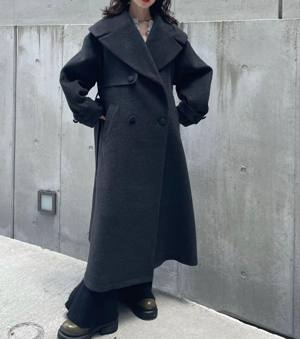 アメリ　BIG ROUND COLLAR WOOL LONG COAT
