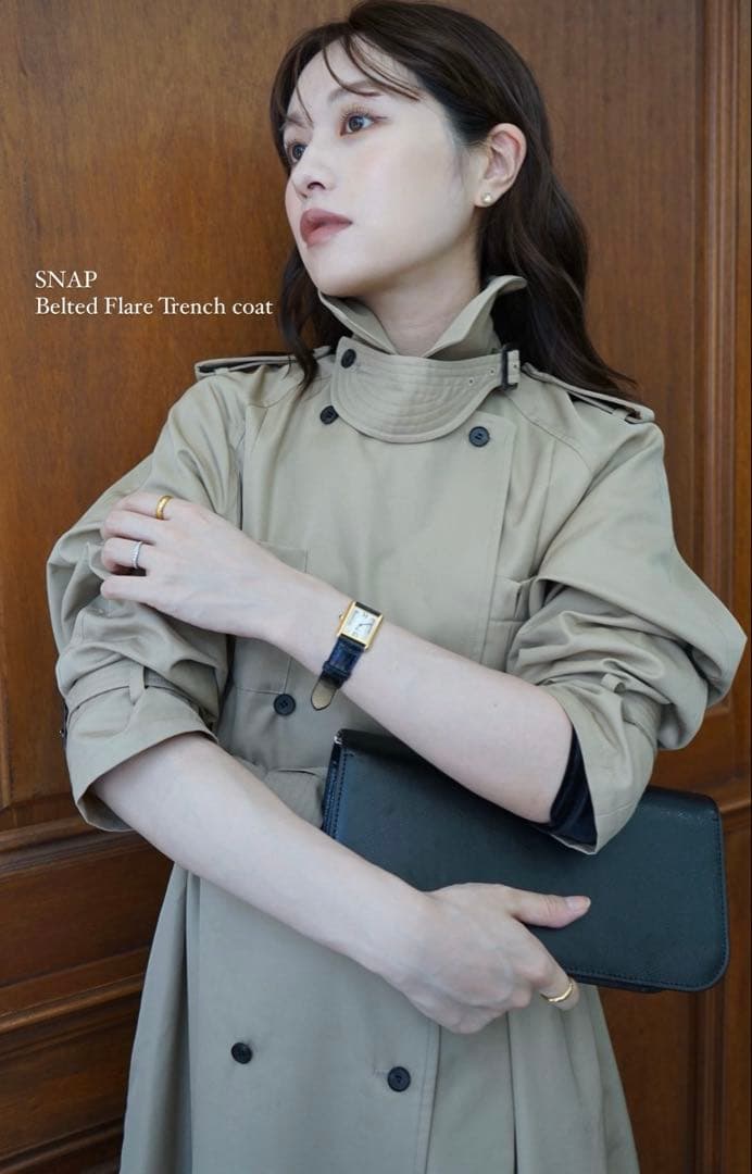 （laubeblanc） Belted Flare Trench coat