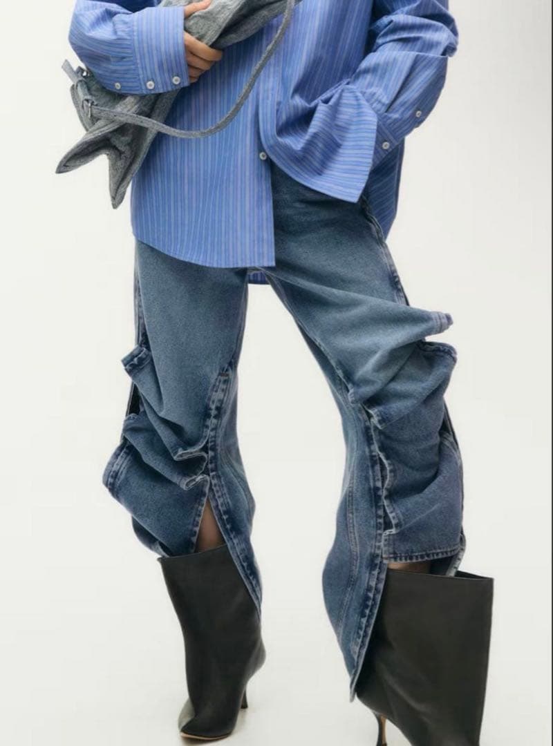 サイドスリットワイドデニム　グレンマーティンス　h m glenn