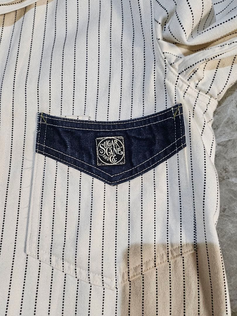 sugar cane ストライプカバーオール (size ３８)M