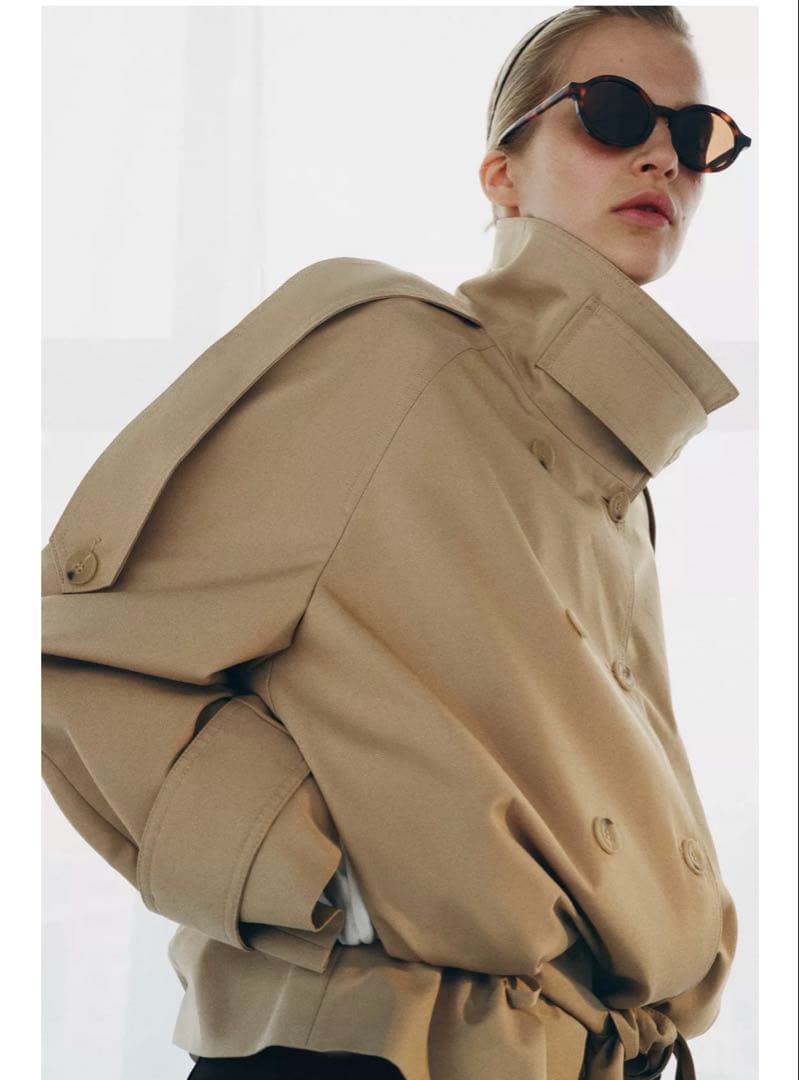 ZARA ショート丈ハイネックトレンチコート S