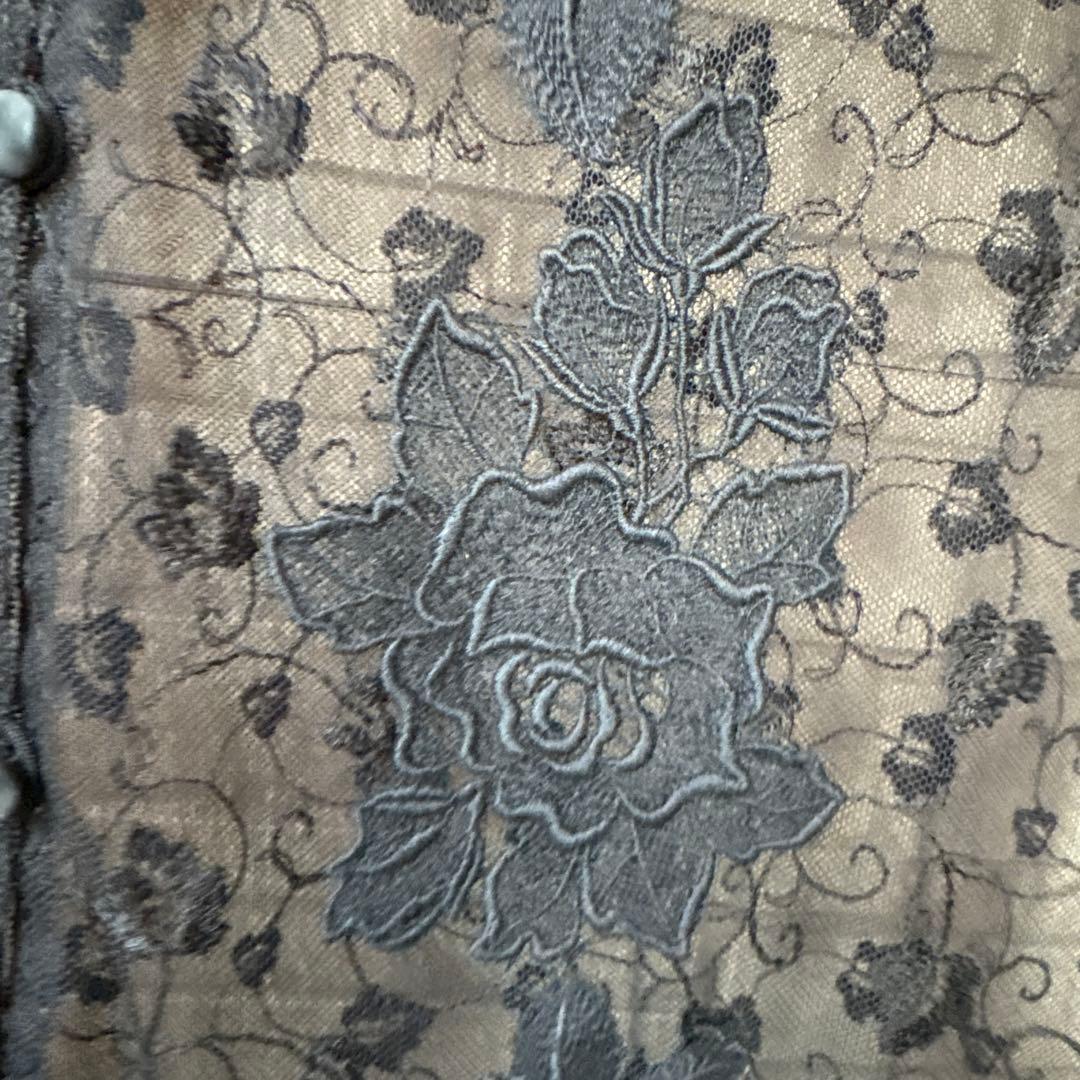 ノンノンドール ☆ 総レース花柄刺繍 立体薔薇モチーフ 七分袖カーディガン