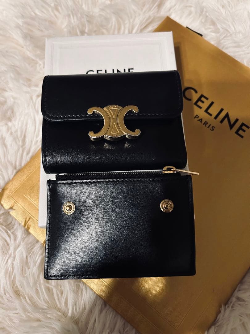 CELINE トリオブラック 三つ折り財布